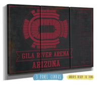 Cutler West 48" x 32" / 3 Panel Canvas Wrap Arizona Coyotes Team Colors - Gila River Arena Vintage Hockey Blueprint NHL Print 933350182_78461