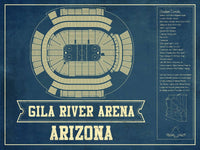 Cutler West 14" x 11" / Unframed Arizona Coyotes - Gila River Arena Vintage Hockey Blueprint NHL Print 933350179_78213
