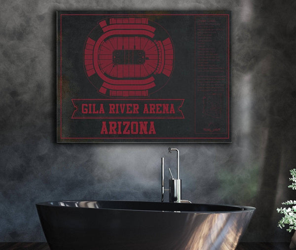 Cutler West Arizona Coyotes Team Colors - Gila River Arena Vintage Hockey Blueprint NHL Print