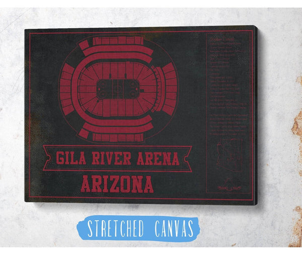 Cutler West Arizona Coyotes Team Colors - Gila River Arena Vintage Hockey Blueprint NHL Print
