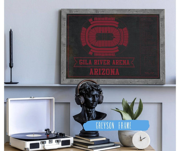Cutler West Arizona Coyotes Team Colors - Gila River Arena Vintage Hockey Blueprint NHL Print