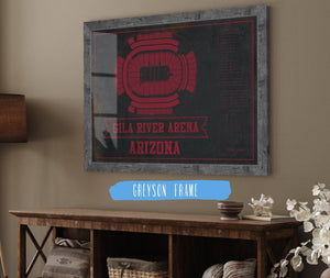 Cutler West Arizona Coyotes Team Colors - Gila River Arena Vintage Hockey Blueprint NHL Print