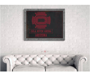 Cutler West Arizona Coyotes Team Colors - Gila River Arena Vintage Hockey Blueprint NHL Print