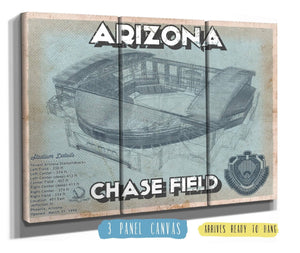 36" x 24" / 3 Panel Canvas Wrap Cutler West Arizona Diamondbacks - Chase Field Vintage Baseball Fan Print