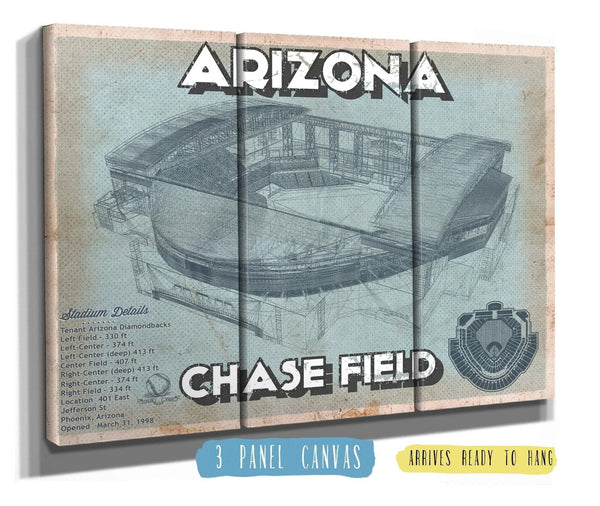 36" x 24" / 3 Panel Canvas Wrap Cutler West Arizona Diamondbacks - Chase Field Vintage Baseball Fan Print