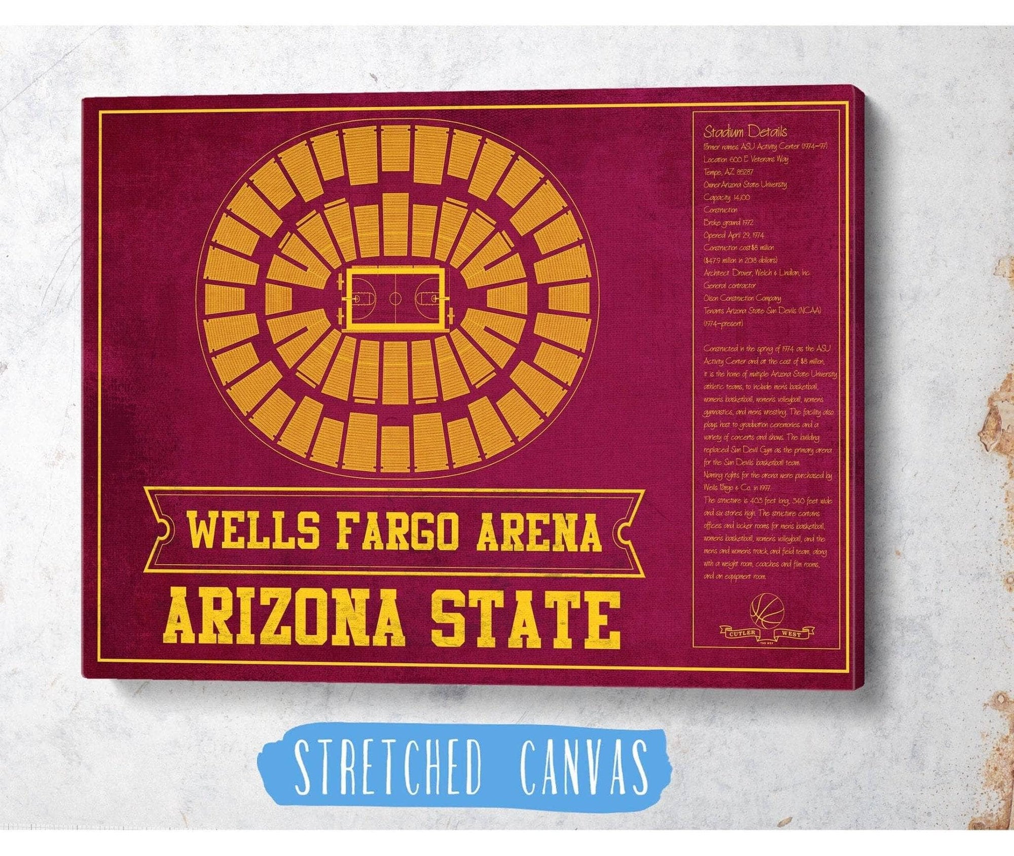 Cutler West Basketball Collection Arizona State University Wells Fargo Arena Teamcolor Seating Chart