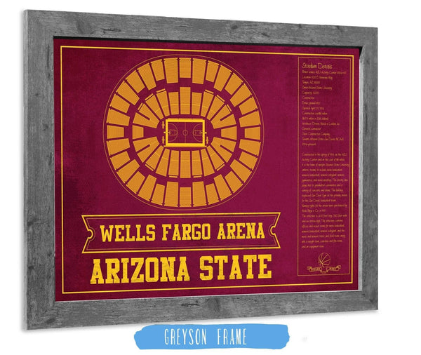 14" x 11" / Greyson Frame Cutler West Arizona State University Wells Fargo Arena Teamcolor Seating Chart