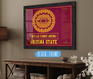20" x 16" / Black Frame Cutler West Arizona State University Wells Fargo Arena Teamcolor Seating Chart