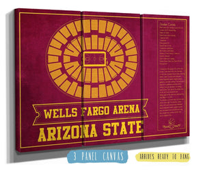 36" x 24" / 3 Panel Canvas Wrap Cutler West Arizona State University Wells Fargo Arena Teamcolor Seating Chart