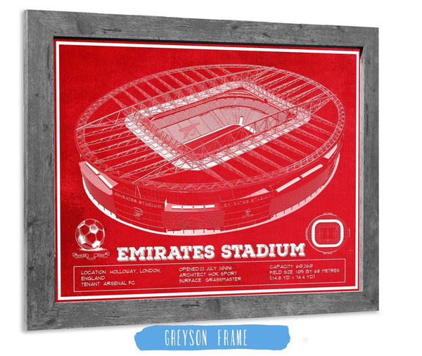 14" x 11" / Greyson Frame Cutler West Arsenal Football Club - Emirates Stadium Soccer Print