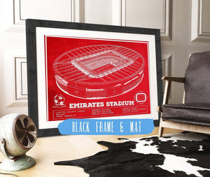 20" x 16" / Black Frame & Mat Cutler West Arsenal Football Club - Emirates Stadium Soccer Print