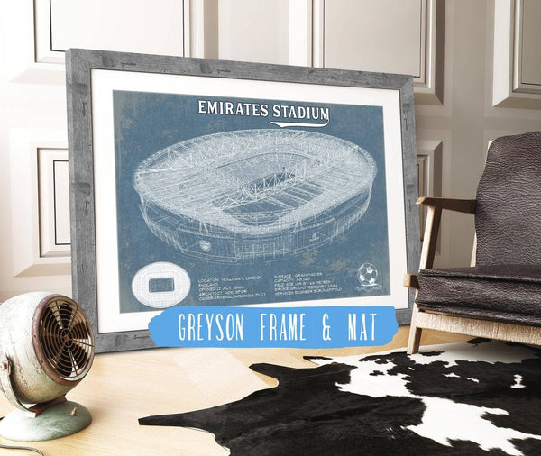 14" x 11" / Greyson Frame & Mat Cutler West Arsenal Football Club Emirates Stadium Soccer Vintage Print