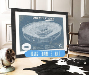 20" x 16" / Black Frame & Mat Cutler West Arsenal Football Club Emirates Stadium Soccer Vintage Print