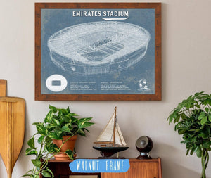 20" x 16" / Walnut Frame Cutler West Arsenal Football Club Emirates Stadium Soccer Vintage Print