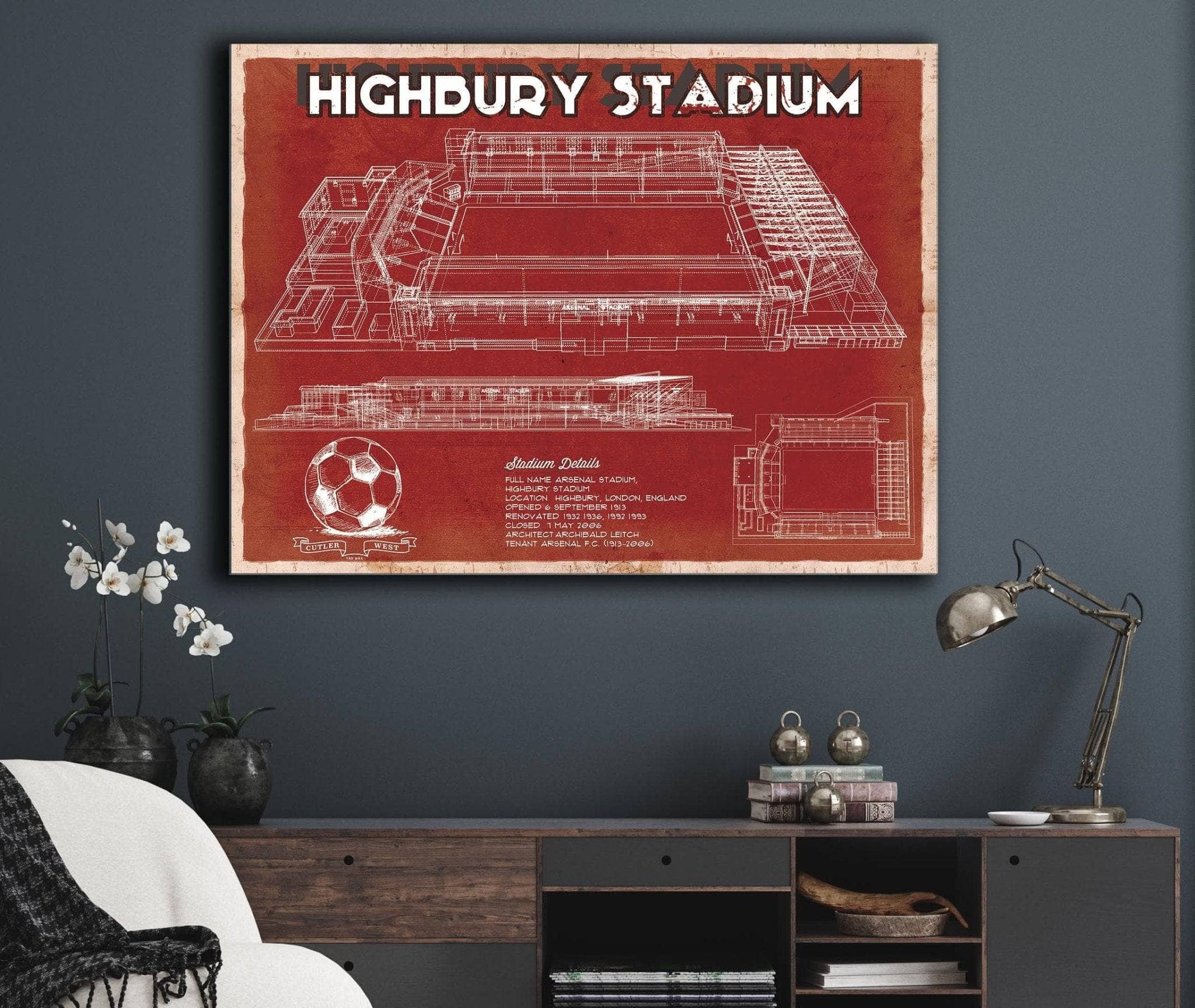 Arsenal Football Club - Vintage Highbury Stadium Soccer Art by