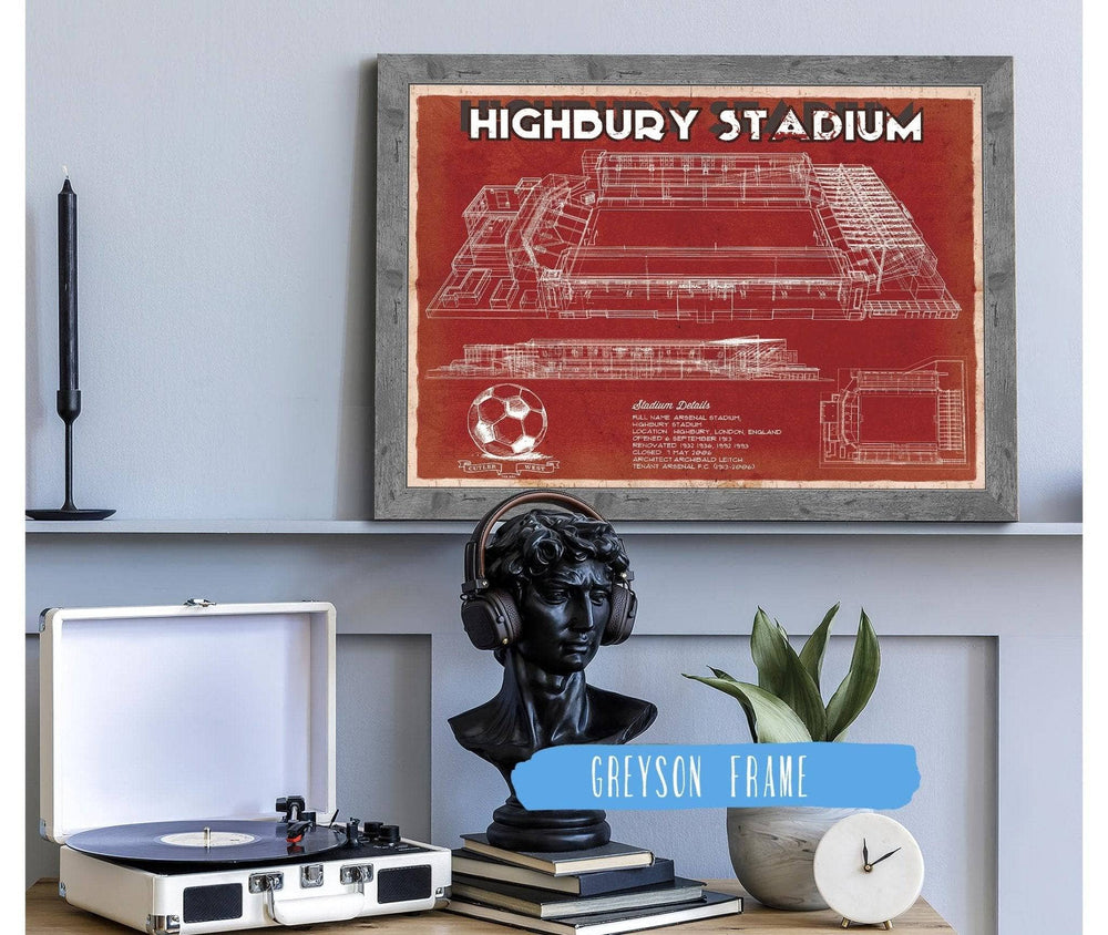 14" x 11" / Stretched Canvas Wrap Cutler West Arsenal Football Club - Vintage Highbury Stadium Soccer Print