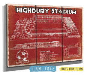 36" x 24" / 3 Panel Canvas Wrap Cutler West Arsenal Football Club - Vintage Highbury Stadium Soccer Print
