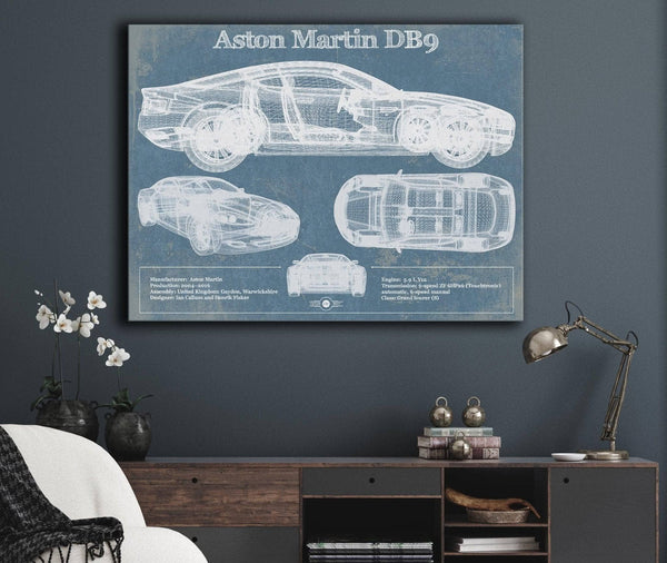 Cutler West Aston Martin DB9 Blueprint Vintage Auto Print