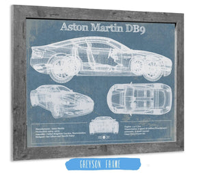 14" x 11" / Greyson Frame Cutler West Aston Martin DB9 Blueprint Vintage Auto Print