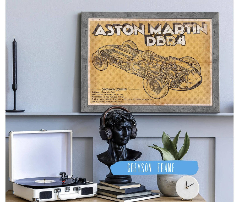 14" x 11" / Stretched Canvas Wrap Cutler West Aston Martin DBR4 Formula One Race Car Print