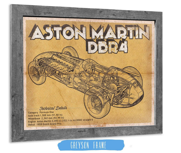 14" x 11" / Greyson Frame Cutler West Aston Martin DBR4 Formula One Race Car Print