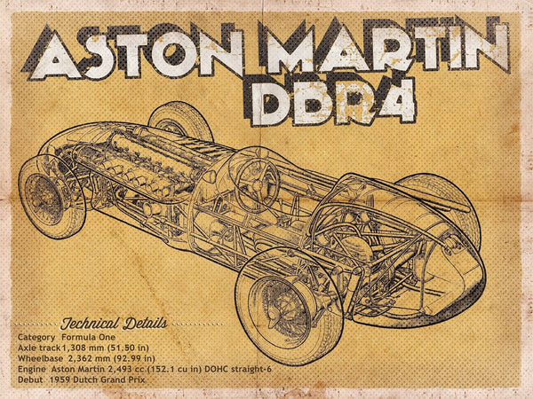 14" x 11" / Unframed Cutler West Aston Martin DBR4 Formula One Race Car Print