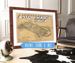 20" x 16" / Walnut Frame & Mat Cutler West Aston Martin DBR4 Formula One Race Car Print