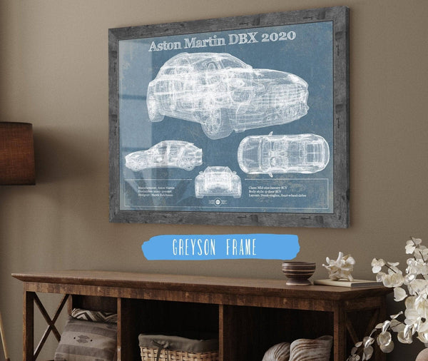 14" x 11" / Greyson Frame Cutler West Aston Martin DBX 2020 Blueprint Vintage Auto Print