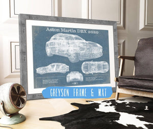 14" x 11" / Greyson Frame & Mat Cutler West Aston Martin DBX 2020 Blueprint Vintage Auto Print