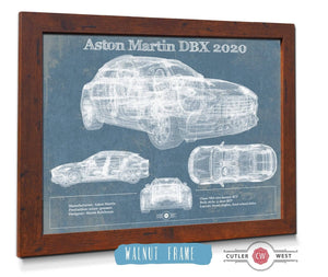 20" x 16" / Walnut Frame Cutler West Aston Martin DBX 2020 Blueprint Vintage Auto Print