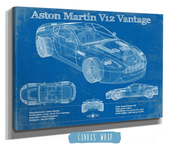 Cutler West Aston Martin V12 Blueprint Vintage Auto Print