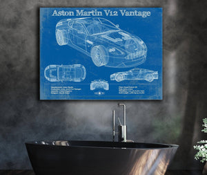 Cutler West Aston Martin V12 Blueprint Vintage Auto Print