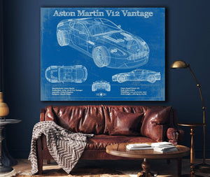 Cutler West Aston Martin V12 Blueprint Vintage Auto Print