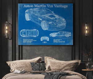 Cutler West Aston Martin V12 Blueprint Vintage Auto Print
