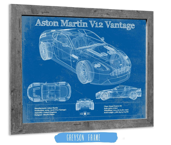 Cutler West Aston Martin V12 Blueprint Vintage Auto Print