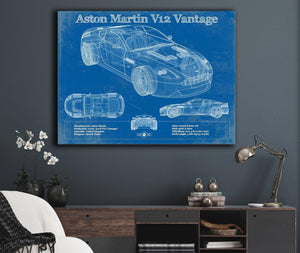 Cutler West Aston Martin V12 Blueprint Vintage Auto Print