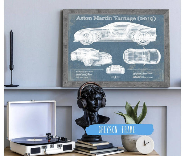 Cutler West Aston Martin Vantage (2019) Vintage Blueprint Auto Print