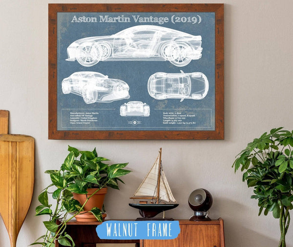 Cutler West Aston Martin Vantage (2019) Vintage Blueprint Auto Print