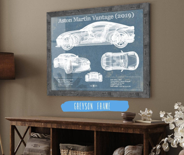 Cutler West Aston Martin Vantage (2019) Vintage Blueprint Auto Print