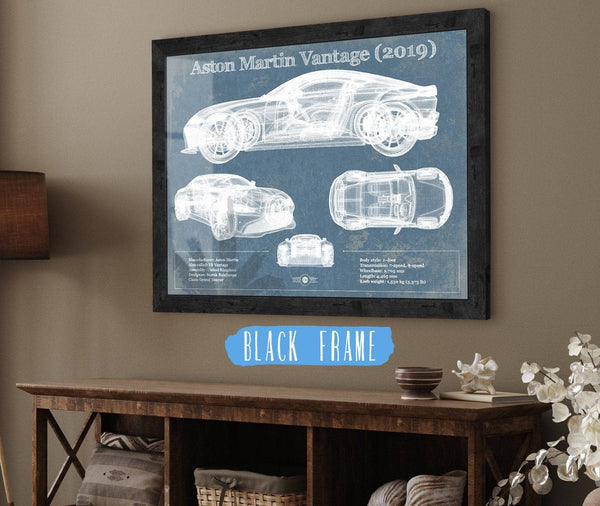 20" x 16" / Black Frame Cutler West Aston Martin Vantage (2019) Vintage Blueprint Auto Print