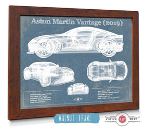 20" x 16" / Walnut Frame Cutler West Aston Martin Vantage (2019) Vintage Blueprint Auto Print