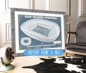 14" x 11" / Greyson Frame & Mat Cutler West Athletic Bilbao - San Mamés Stadium Soccer Print