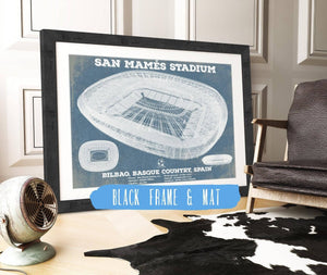 20" x 16" / Black Frame & Mat Cutler West Athletic Bilbao - San Mamés Stadium Soccer Print
