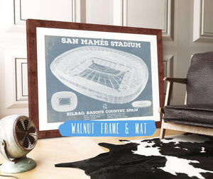 20" x 16" / Walnut Frame & Mat Cutler West Athletic Bilbao - San Mamés Stadium Soccer Print