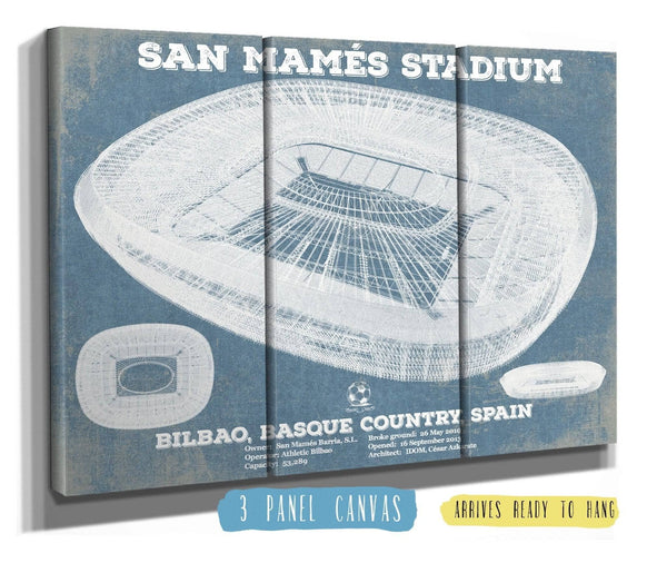 36" x 24" / 3 Panel Canvas Wrap Cutler West Athletic Bilbao - San Mamés Stadium Soccer Print