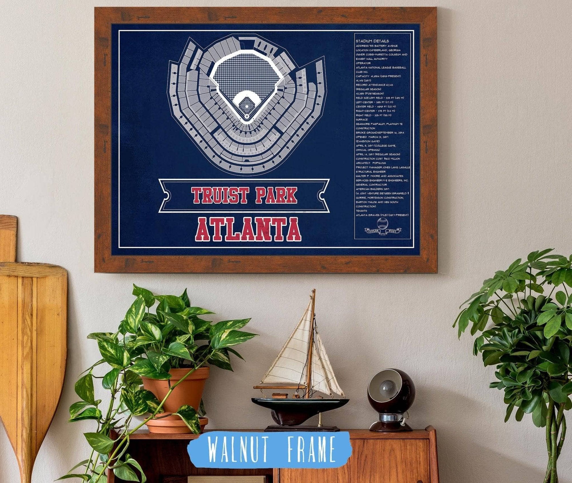 Cutler West Baseball Collection Turner Field - Atlanta Braves (MLB) Team Color Vintage Baseball Print