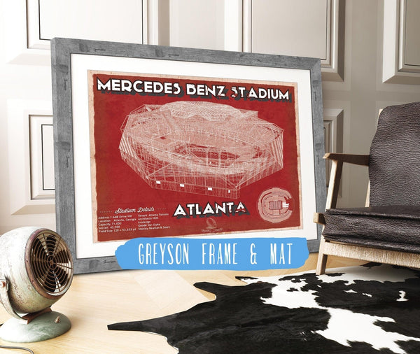 14" x 11" / Greyson Frame & Mat Cutler West Atlanta Falcons - Mercedes-Benz Stadium NFL Team Print