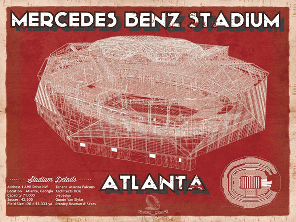 14" x 11" / Unframed Cutler West Atlanta Falcons - Mercedes-Benz Stadium NFL Team Print