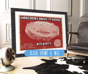 20" x 16" / Black Frame & Mat Cutler West Atlanta Falcons - Mercedes-Benz Stadium NFL Team Print