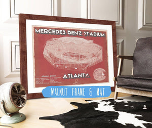 20" x 16" / Walnut Frame & Mat Cutler West Atlanta Falcons - Mercedes-Benz Stadium NFL Team Print